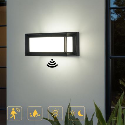 Brilagi - LED Outdoor Wall Light with Sensor PARKER LED/12W/230V black IP44