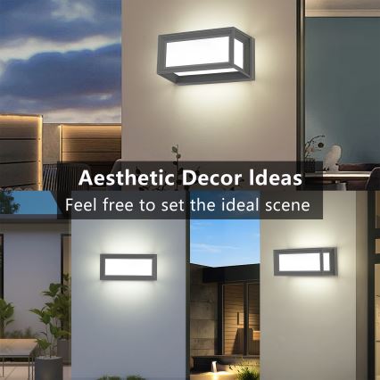 Brilagi - PARKER LED Outdoor Wall Light with Sensor, 12W/230V, Grey, IP44
