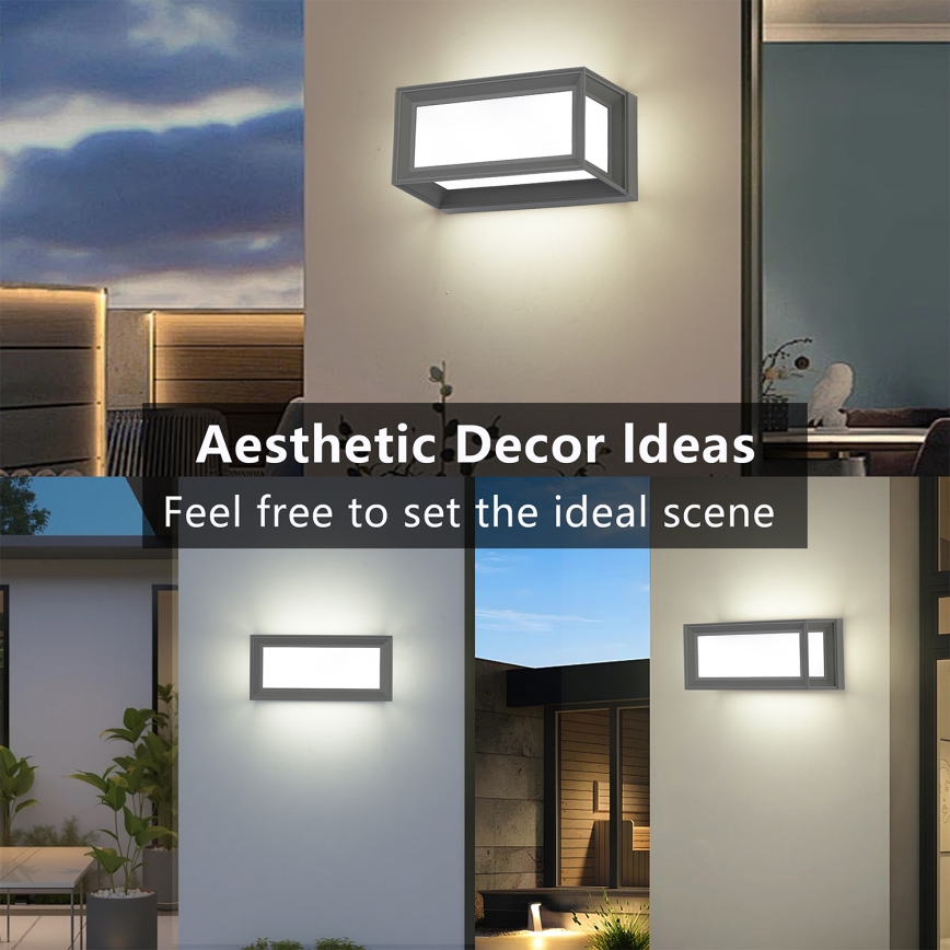 Brilagi - PARKER LED Outdoor Wall Light with Sensor, 12W/230V, Grey, IP44