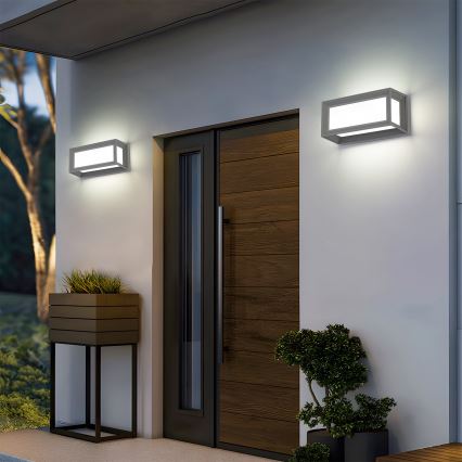 Brilagi - PARKER LED Outdoor Wall Light with Sensor, 12W/230V, Grey, IP44