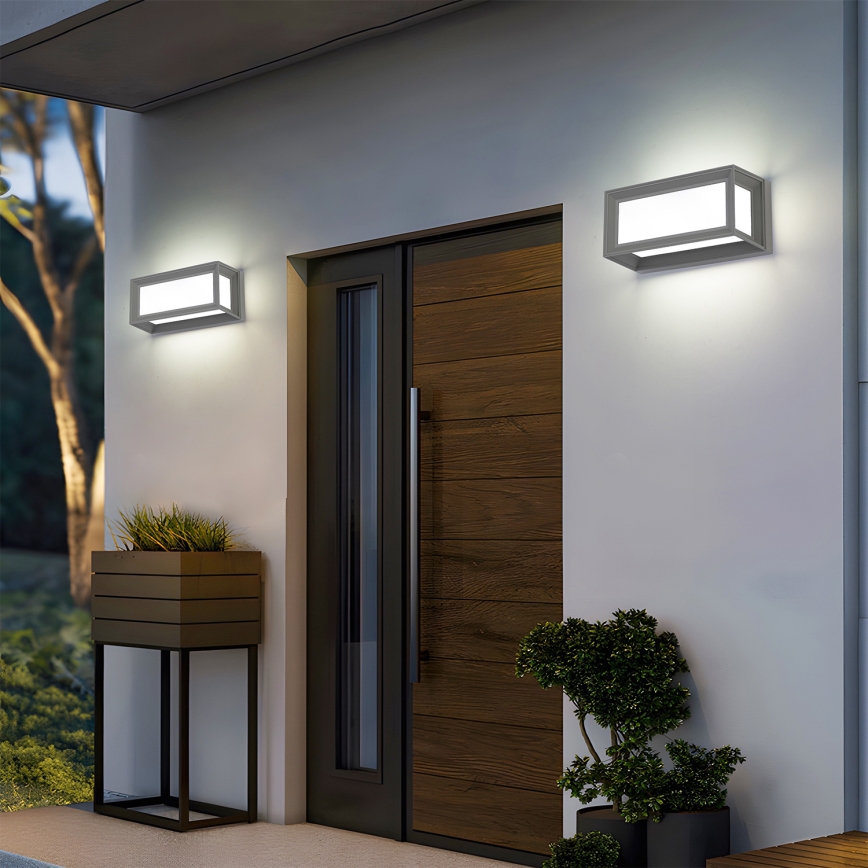 Brilagi - PARKER LED Outdoor Wall Light with Sensor, 12W/230V, Grey, IP44