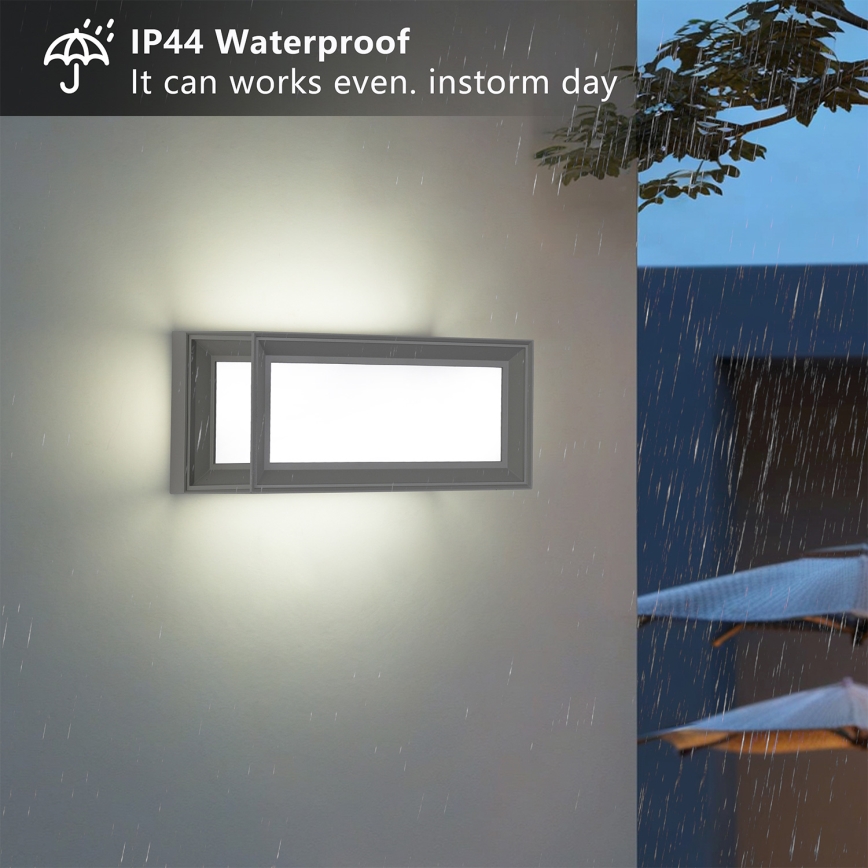 Brilagi - PARKER LED Outdoor Wall Light with Sensor, 12W/230V, Grey, IP44