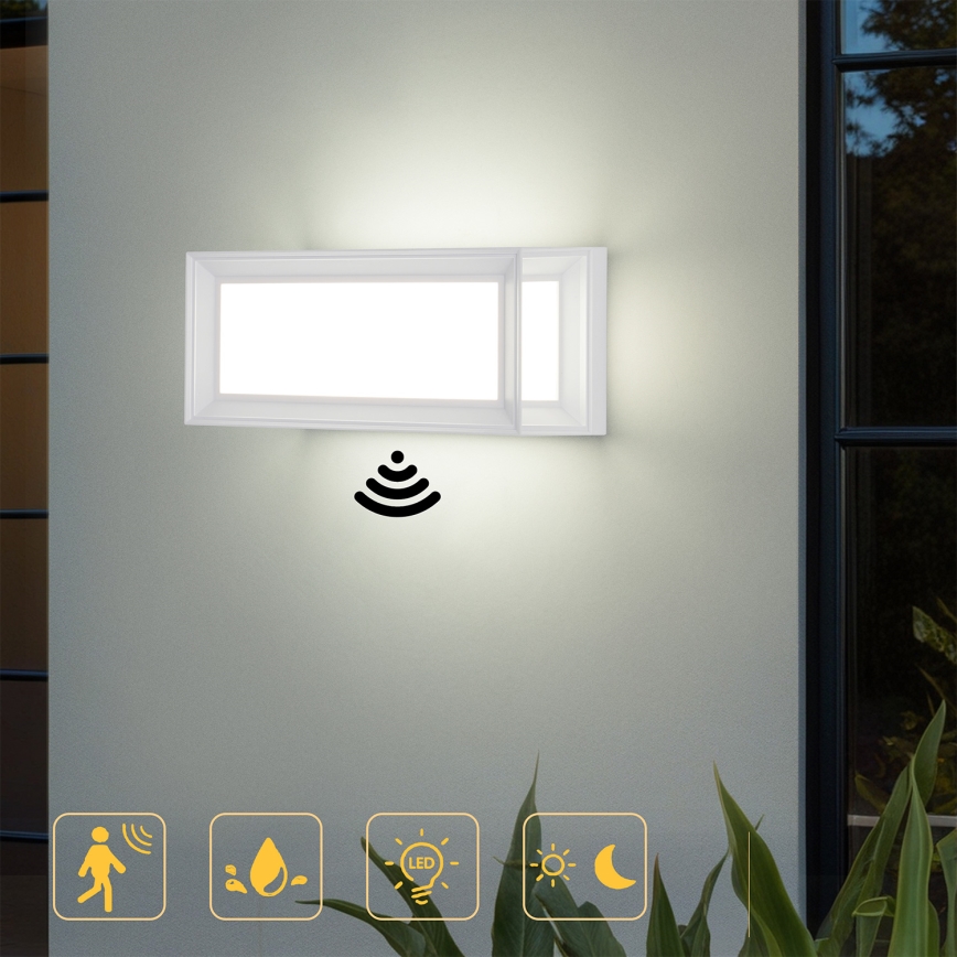 Brilagi - PARKER LED Outdoor Wall Light with Sensor, 12W/230V, White, IP44
