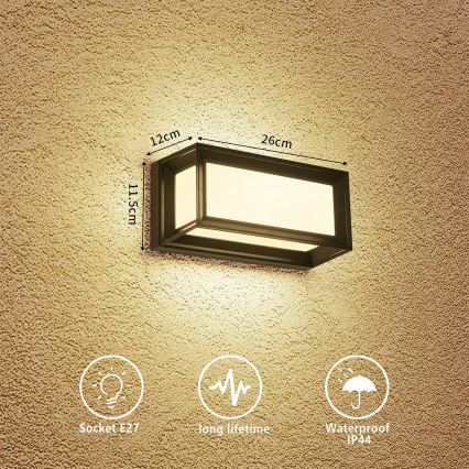 Brilagi - PARKER Outdoor Wall Light 1xE27/60W/230V Black IP44