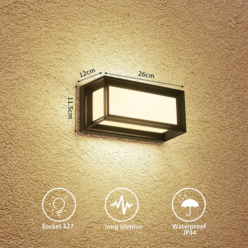 Brilagi - PARKER Outdoor Wall Light 1xE27/60W/230V Black IP44