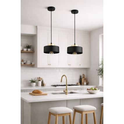 Brilagi - Pendant light on cord 1xE27/60W/230V Ø 20 cm black/gold