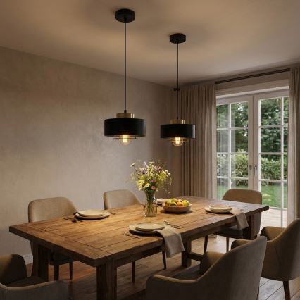 Brilagi - Pendant light on cord SPRING 1xE27/60W/230V Ø 20 cm black/gold