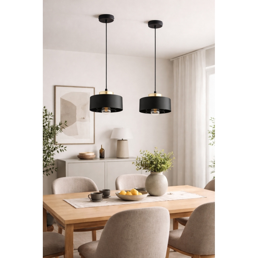 Brilagi - Pendant light on cord SPRING 1xE27/60W/230V Ø 20 cm black/gold