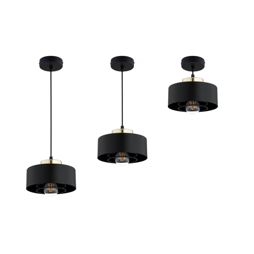 Brilagi - Pendant light on cord SPRING 1xE27/60W/230V Ø 20 cm black/gold