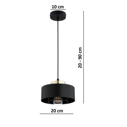 Brilagi - Pendant light on cord SPRING 1xE27/60W/230V Ø 20 cm black/gold