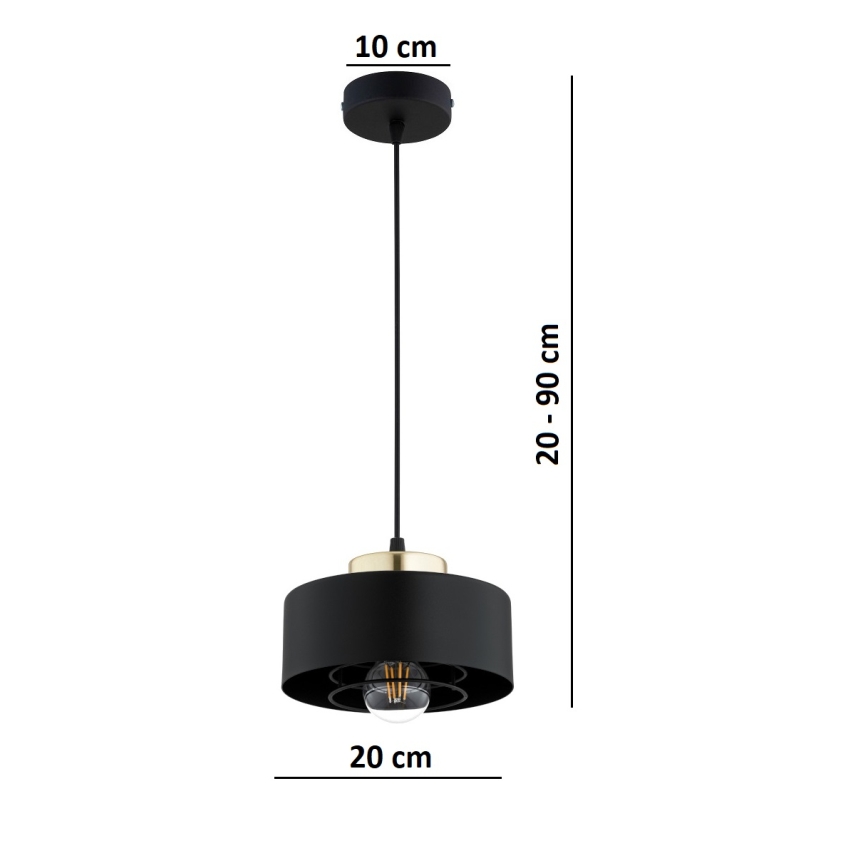 Brilagi - Pendant light on cord SPRING 1xE27/60W/230V Ø 20 cm black/gold