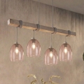 BRILAGI - Pendant on cable WOOD GLASS 4xE27/60W/230V pine/gray/smoky beige