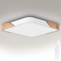 Brilagi - PILANA Dimmable LED ceiling light LED/60W/230V 3000-6500K oak/white 56x56 cm + remote control