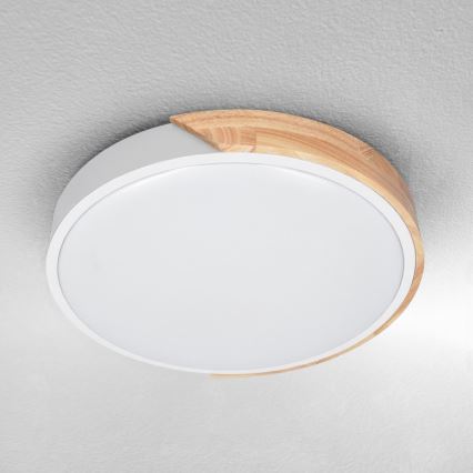 Brilagi - PILANA LED Dimmable Ceiling Light LED/48W/230V 3000-6500K Oak/White Ø 40 cm + Remote Control