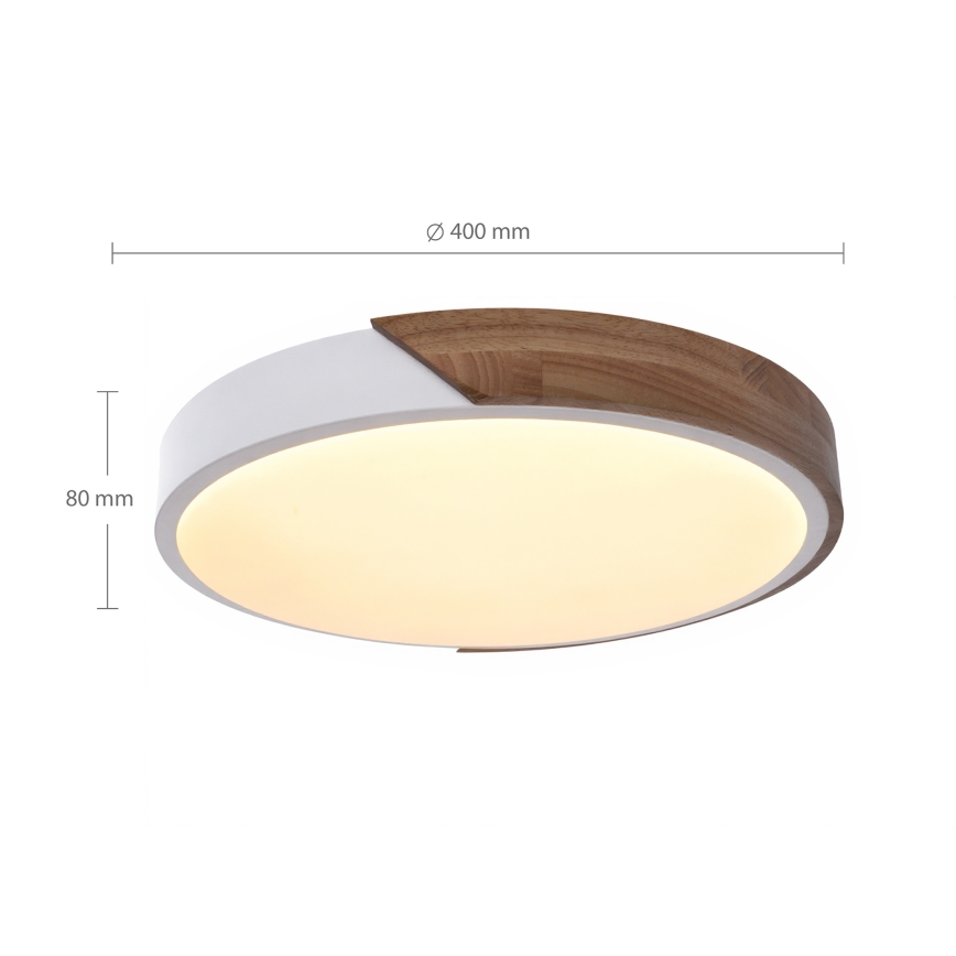 Brilagi - PILANA LED Dimmable Ceiling Light LED/48W/230V 3000-6500K Oak/White Ø 40 cm + Remote Control
