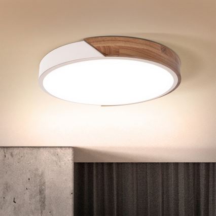 Brilagi - Dimmable LED Ceiling Light PILANA LED/48W/230V oak/white Ø 40 cm + remote control