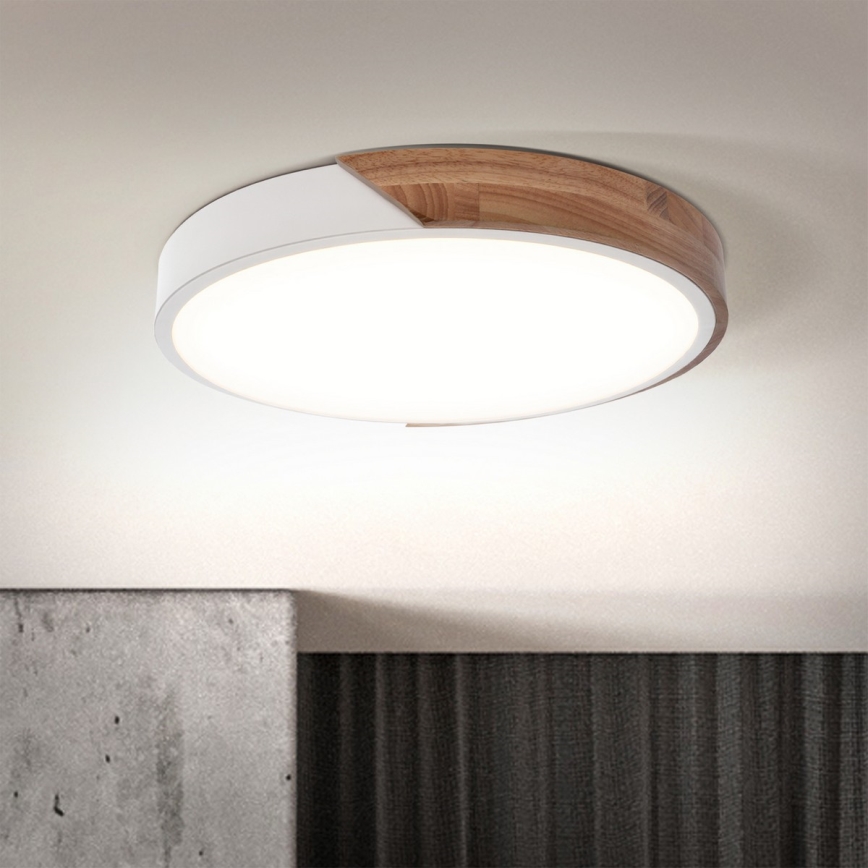 Brilagi - Dimmable LED Ceiling Light PILANA LED/48W/230V oak/white Ø 40 cm + remote control