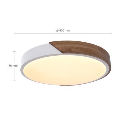 Brilagi - Dimmable LED Ceiling Light PILANA LED/48W/230V oak/white Ø 40 cm + remote control