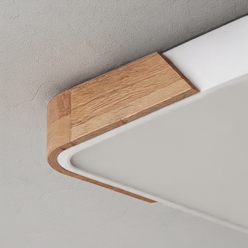 Brilagi - PILANA LED Dimmable Ceiling Light LED/48W/230V 3000-6500K oak/white 56x56 cm + remote control