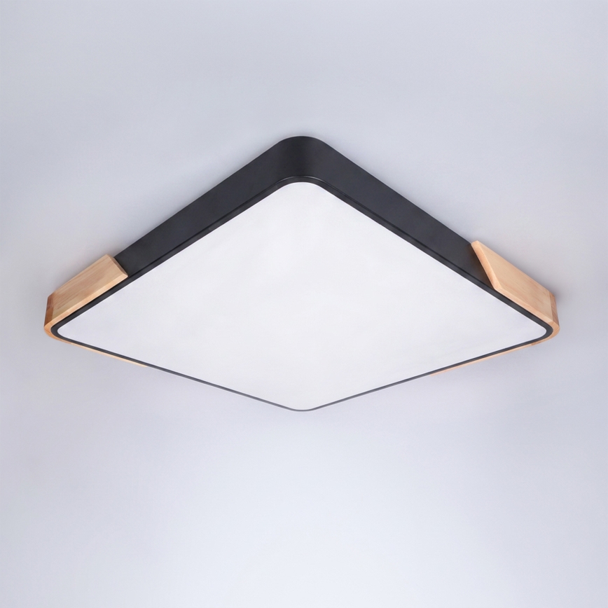 Brilagi - LED Dimmable Ceiling Light PILANA LED/60W/230V 3000-6500K Oak/Black 56x56 cm + Remote Control