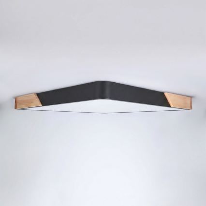 Brilagi - LED Dimmable Ceiling Light PILANA LED/60W/230V 3000-6500K Oak/Black 56x56 cm + Remote Control