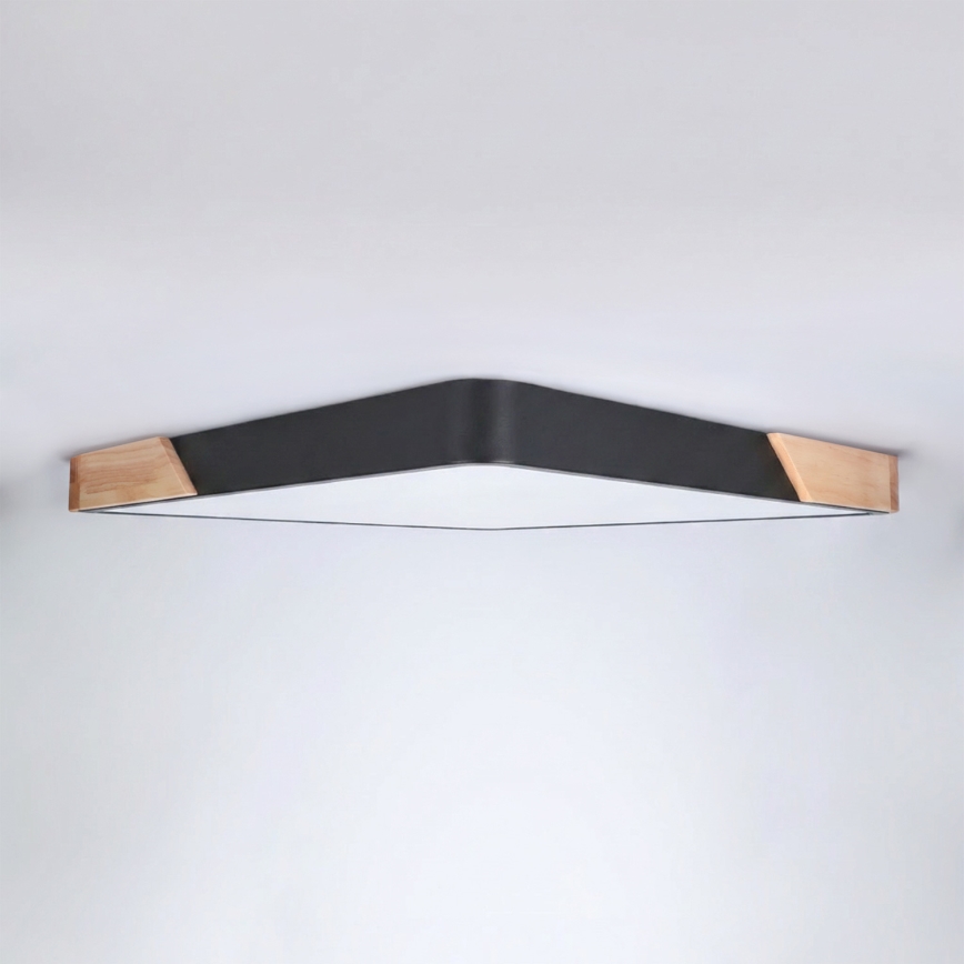 Brilagi - LED Dimmable Ceiling Light PILANA LED/60W/230V 3000-6500K Oak/Black 56x56 cm + Remote Control