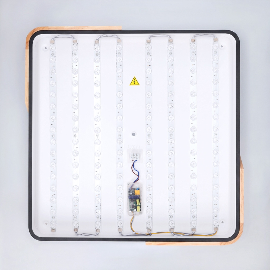 Brilagi - LED Dimmable Ceiling Light PILANA LED/60W/230V 3000-6500K Oak/Black 56x56 cm + Remote Control