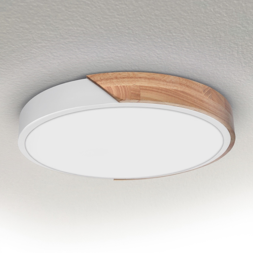 Brilagi - PILANA LED Ceiling Light 24W/230V, Oak/White, Ø 30 cm