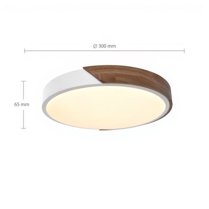 Brilagi - PILANA LED Ceiling Light 24W/230V, Oak/White, Ø 30 cm