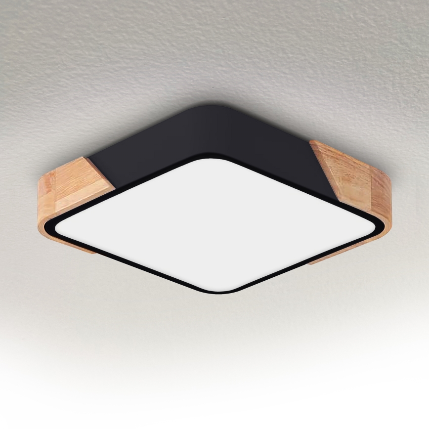 Brilagi - PILANA LED Ceiling Light LED/24W/230V, Oak/Black, 32x32 cm