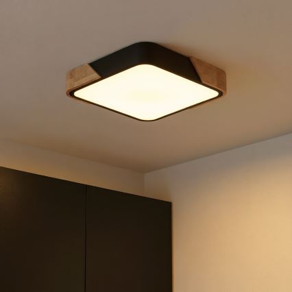 Brilagi - PILANA LED Ceiling Light LED/24W/230V, Oak/Black, 32x32 cm