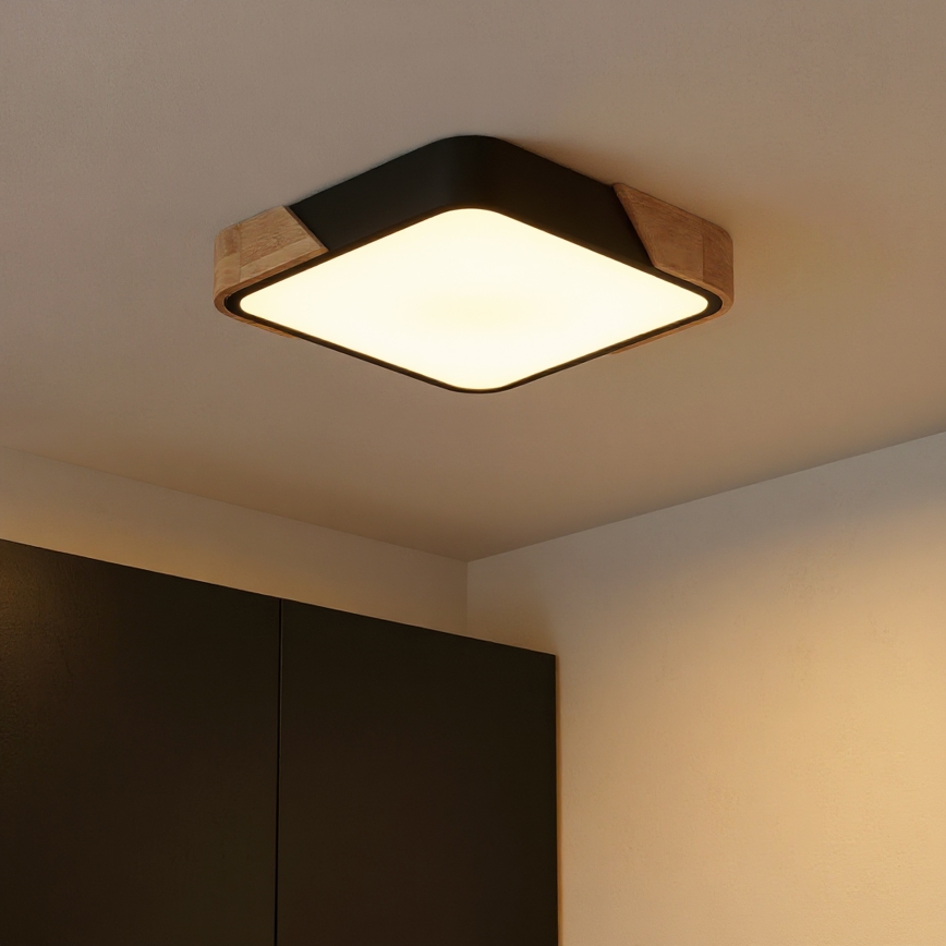 Brilagi - PILANA LED Ceiling Light LED/24W/230V, Oak/Black, 32x32 cm
