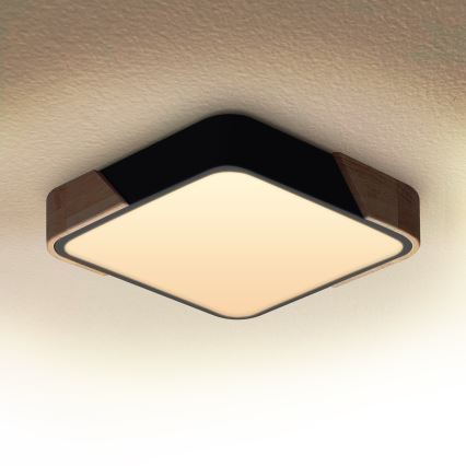 Brilagi - PILANA LED Ceiling Light LED/24W/230V, Oak/Black, 32x32 cm