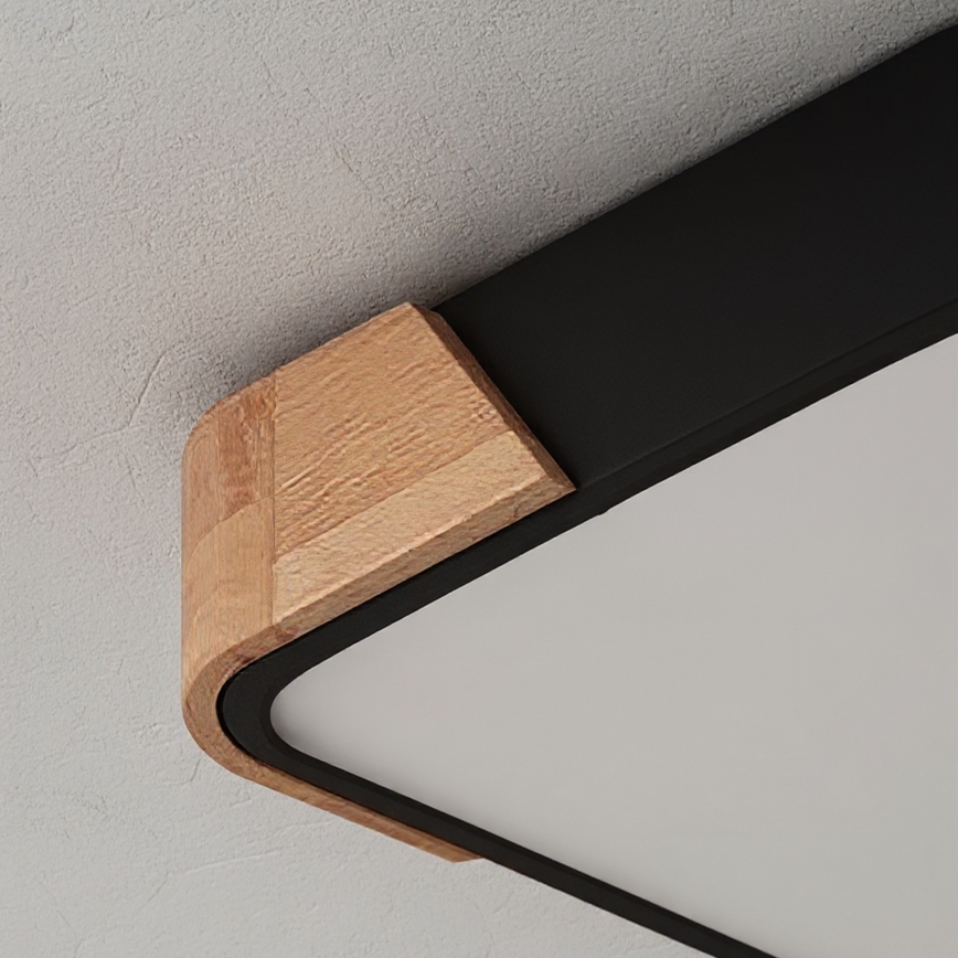 Brilagi - PILANA LED Ceiling Light LED/24W/230V, Oak/Black, 32x32 cm