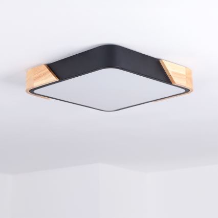 Brilagi - PILANA LED Ceiling Light LED/24W/230V, Oak/Black, 32x32 cm