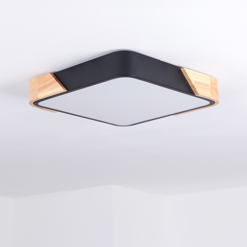 Brilagi - PILANA LED Ceiling Light LED/24W/230V, Oak/Black, 32x32 cm