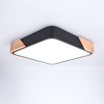 Brilagi - PILANA LED Ceiling Light LED/24W/230V, Oak/Black, 32x32 cm