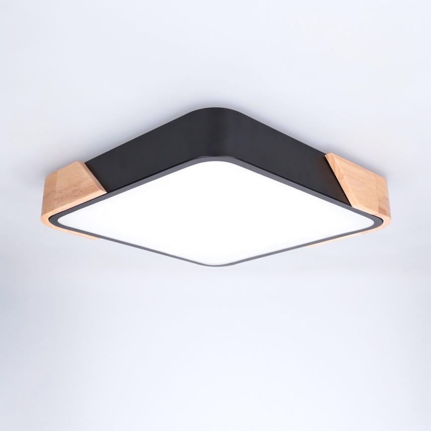 Brilagi - PILANA LED Ceiling Light LED/24W/230V, Oak/Black, 32x32 cm