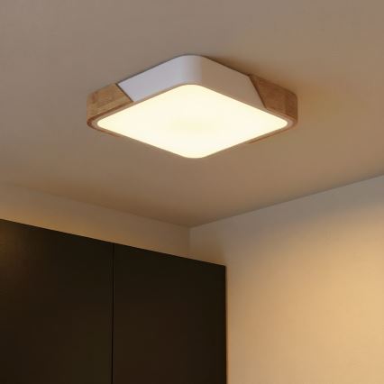 Brilagi - PILANA LED Ceiling Light LED/24W/230V Oak/White 32x32 cm