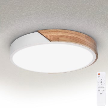 Brilagi - PILANA LED Dimmable Ceiling Light LED/48W/230V 3000-6500K Oak/White Ø 40 cm + Remote Control