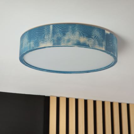 Brilagi - PINO Ceiling Light 2x E27/15W/230V Pine/Blue Ø 37.5 cm
