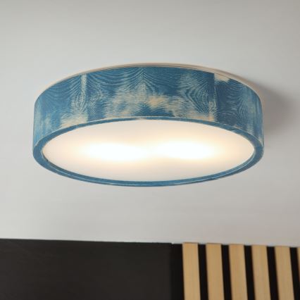 Brilagi - PINO Ceiling Light 2x E27/15W/230V Pine/Blue Ø 37.5 cm