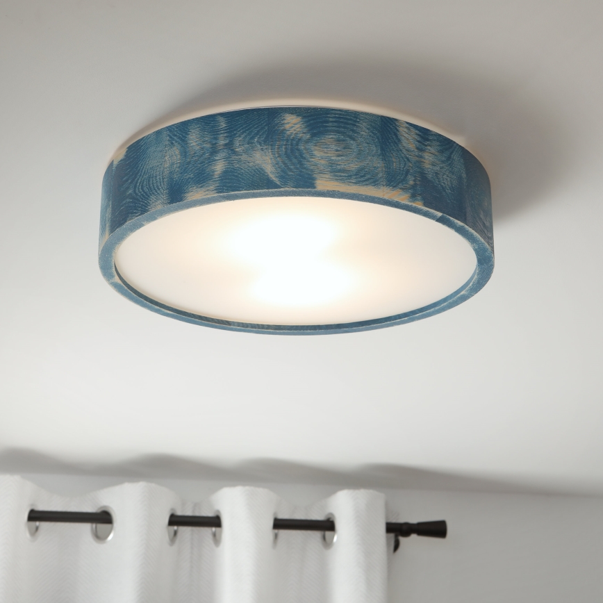 Brilagi - PINO Ceiling Light 2x E27/15W/230V Pine/Blue Ø 37.5 cm