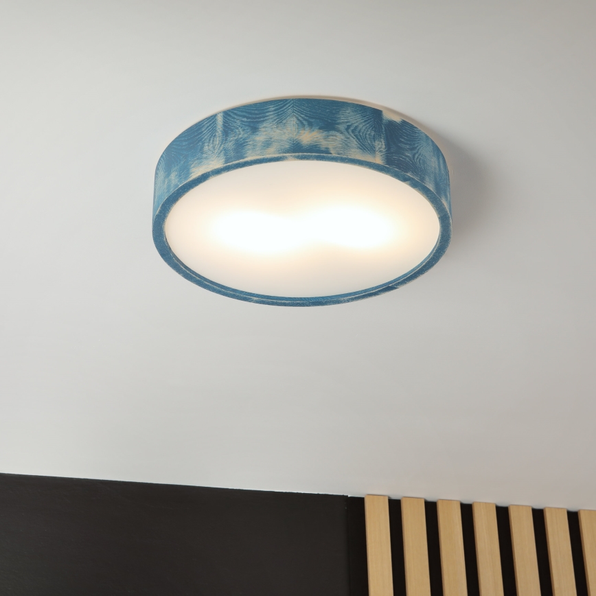 Brilagi - PINO Ceiling Light 2x E27/15W/230V Pine/Blue Ø 37.5 cm
