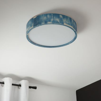 Brilagi - PINO Ceiling Light 2x E27/15W/230V Pine/Blue Ø 37.5 cm