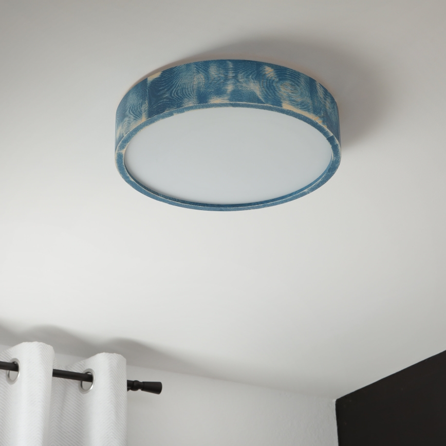 Brilagi - PINO Ceiling Light 2x E27/15W/230V Pine/Blue Ø 37.5 cm