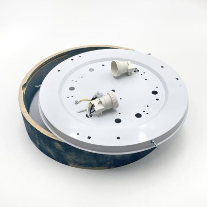 Brilagi - PINO Ceiling Light 2x E27/15W/230V Pine/Blue Ø 37.5 cm
