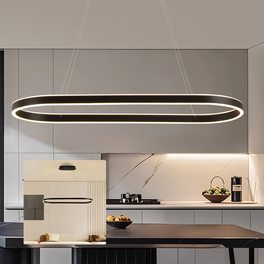 Brilagi - PONDIE LED Cable Pendant Lamp, 43W/230V, 80x30 cm, Black
