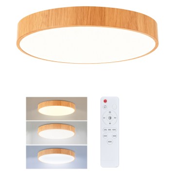Brilagi - POOL Dimmable LED Ceiling Light 36W/230V 3000-6000K Ø 30 cm Wood Finish + Remote Control