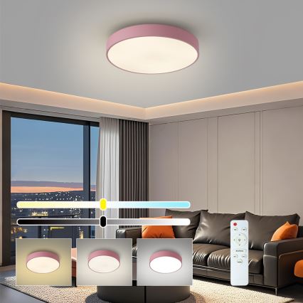 Brilagi - POOL LED Dimmable Ceiling Light LED/36W/230V 3000-6000K Ø 30 cm pink + remote control